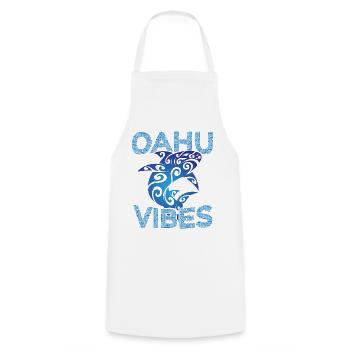 Requin tribal polynésien Oahu Hawaii Vibes - Tablier de cuisine - blanc - Devant - AI Model Male 185 dark (185cm)