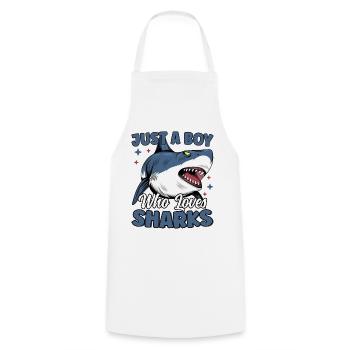 Just A Boy Who Loves Sharks Ocean Life Cool Shark - Cooking Apron - white - Front - AI Model Male 185 dark (185cm)