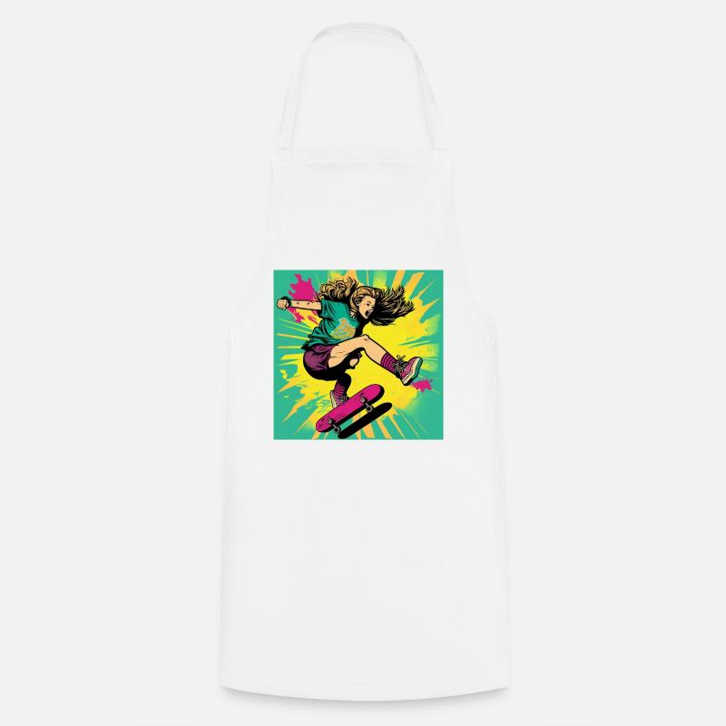 Skater-Mädchen - Kochschürze - Weiß