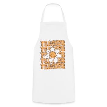Groovy Retro Kindergarten Teacher Cute Flower - Cooking Apron - white - Front - AI Model Male 185 dark (185cm)