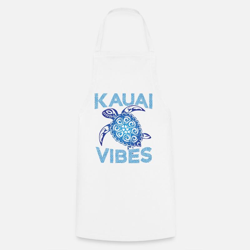 Tortue de mer tribale bleue polynésienne Kauai Vibes - Tablier de cuisine - blanc
