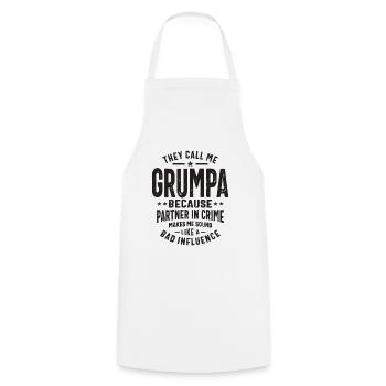 Grumpa - Pas une mauvaise influence, juste un crime de partenaire - Tablier de cuisine - blanc - Devant - AI Model Male 185 dark (185cm)