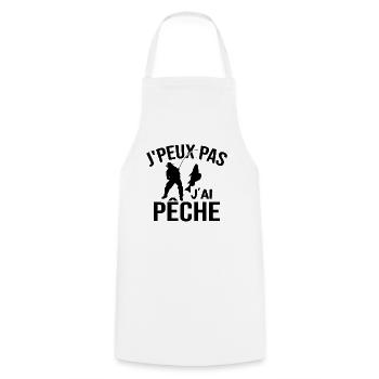 Je Peux Pas J'ai Pêche - Tablier de cuisine - blanc - Devant - AI Model Male 185 dark (185cm)