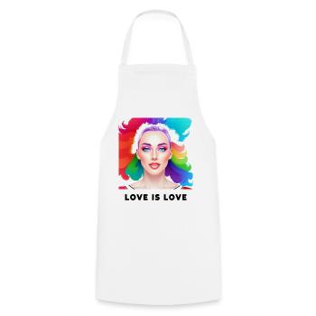 Cute LGBT Girl Colorful Love is Love Pride - Cooking Apron - white - Front - AI Model Male 185 dark (185cm)