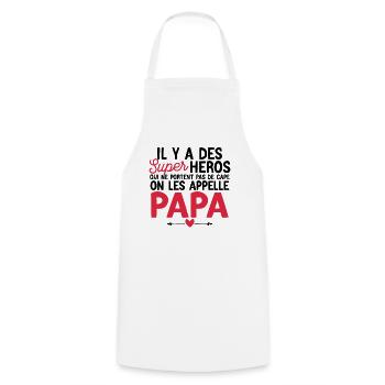Super-héros Sans Cape : Les Papas Extraordinaires - Tablier de cuisine - blanc - Devant - AI Model Male 185 dark (185cm)
