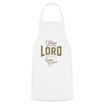 Wholehearted Trust - Christian Quote - Cooking Apron - white - Front - AI Model Male 185 dark (185cm)