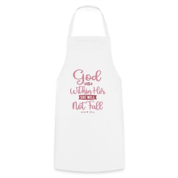 Dieu en elle - Citation chrétienne - Tablier de cuisine - blanc - Devant - AI Model Male 185 dark (185cm)