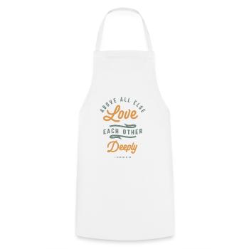 Deep Love - Christian Quote - Cooking Apron - white - Front - AI Model Male 185 dark (185cm)