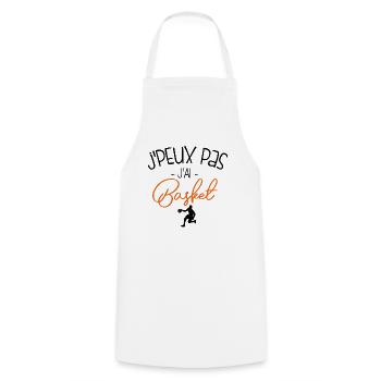 Pas Dispo, Basket Oblige - Tablier de cuisine - blanc - Devant - AI Model Male 185 dark (185cm)