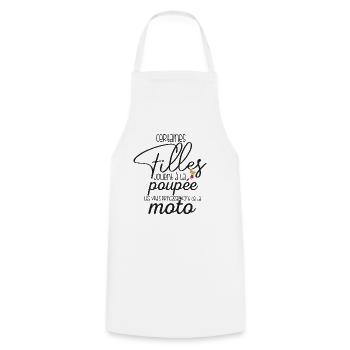 Princesses Motardes Authentiques - Tablier de cuisine - blanc - Devant - AI Model Male 185 dark (185cm)