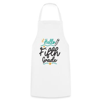 Bonjour Élève enseignant de cinquième année de la rentrée scolaire - Tablier de cuisine - blanc - Devant - AI Model Male 185 dark (185cm)
