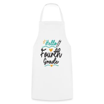 Hello Fourth Grade Back To School Teacher Student - Cooking Apron - white - Front - AI Model Male 185 dark (185cm)