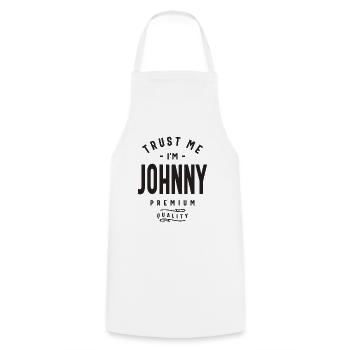 Trust Me I'm Johnny - Johnny Name - Cooking Apron - white - Front - AI Model Male 185 dark (185cm)