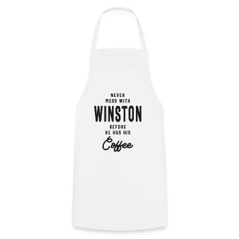 Never Mess With Winston Before Coffee - Cooking Apron - white - Front - AI Model Male 185 dark (185cm)