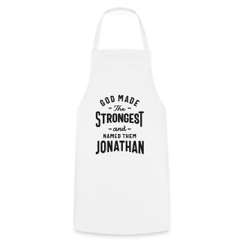 Gott genannt der Stärkste: Jonathan - Jonathan Name - Kochschürze - Weiß - Vorne - AI Model Male 185 dark (185cm)