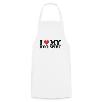 Love for my hot wife - Cooking Apron - white - Front - AI Model Male 185 dark (185cm)