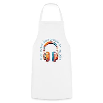 Feel the sounds of the 80s, retro over-ear headphones - Cooking Apron - white - Front - AI Model Male 185 dark (185cm)