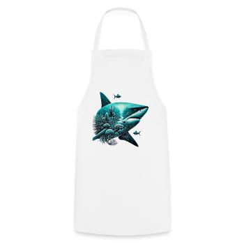 Shark Lover Artistic Ocean Landscape - Cooking Apron - white - Front - AI Model Male 185 dark (185cm)
