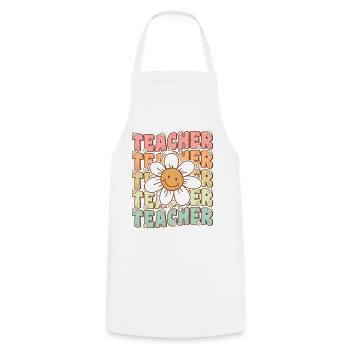 Groovy enseignant mignon Daisy fleur de retour à l’école - Tablier de cuisine - blanc - Devant - AI Model Male 185 dark (185cm)