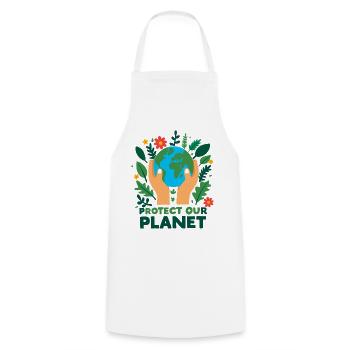 Let's protect our planet - Cooking Apron - white - Front - AI Model Male 185 dark (185cm)