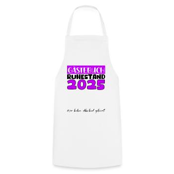 Pension 2025 Livre d’or Pension Retraite Mamie Papy - Tablier de cuisine - blanc - Devant - AI Model Male 185 dark (185cm)
