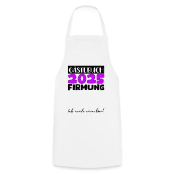 Confirmation 2025 livre d'or cadeau filles garçons - Tablier de cuisine - blanc - Devant - AI Model Male 185 dark (185cm)