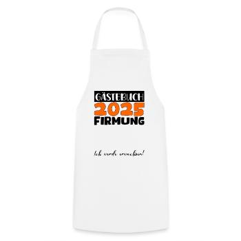 Confirmation 2025 livre d'or cadeau filles garçons - Tablier de cuisine - blanc - Devant - AI Model Male 185 dark (185cm)