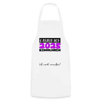 Livre d'or communion 2025 cadeau filles garçons - Tablier de cuisine - blanc - Devant - AI Model Male 185 dark (185cm)