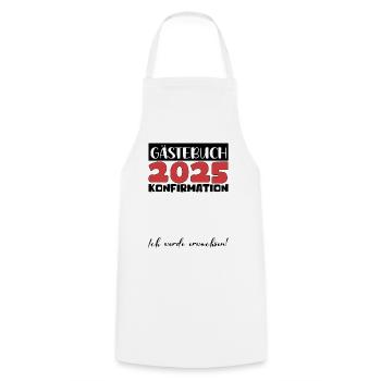 Confirmation 2025 Guest Book Decoration Girls Boys - Cooking Apron - white - Front - AI Model Male 185 dark (185cm)