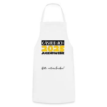 Jugendweihe 2025 Guestbook Gift Girls Boys - Cooking Apron - white - Front - AI Model Male 185 dark (185cm)