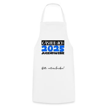 Jugendweihe 2025 Guestbook Gift Girls Boys - Cooking Apron - white - Front - AI Model Male 185 dark (185cm)