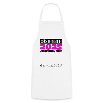 Jugendweihe 2025 Guestbook Gift Girls Boys - Cooking Apron - white - Front - AI Model Male 185 dark (185cm)