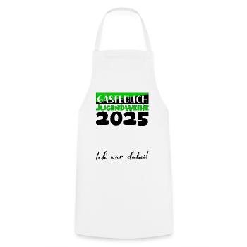 Jugendweihe 2025 Gästebuch Geschenk Mädchen Jungen - Kochschürze - Weiß - Vorne - AI Model Male 185 dark (185cm)