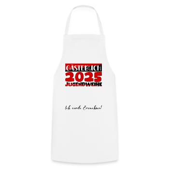 Jugendweihe 2025 Guestbook Gift Girls Boys - Cooking Apron - white - Front - AI Model Male 185 dark (185cm)