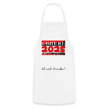 Jugendweihe 2025 Livre d’or Cadeau Filles Garçons - Tablier de cuisine - blanc - Devant - AI Model Male 185 dark (185cm)
