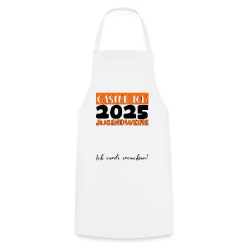 Jugendweihe 2025 Gästebuch Geschenk Mädchen Jungen - Kochschürze - Weiß - Vorne - AI Model Male 185 dark (185cm)