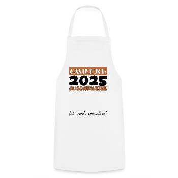 Jugendweihe 2025 Guestbook Gift Girls Boys - Cooking Apron - white - Front - AI Model Male 185 dark (185cm)