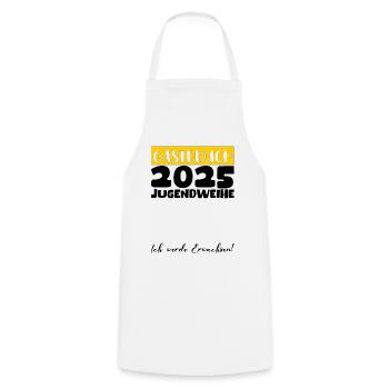 Jugendweihe 2025 Gästebuch Geschenk Mädchen Jungen - Kochschürze - Weiß - Vorne - AI Model Male 185 dark (185cm)