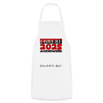 Jugendweihe 2025 Livre d’or Cadeau Filles Garçons - Tablier de cuisine - blanc - Devant - AI Model Male 185 dark (185cm)