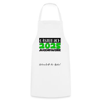 Jugendweihe 2025 Livre d’or Cadeau Filles Garçons - Tablier de cuisine - blanc - Devant - AI Model Male 185 dark (185cm)