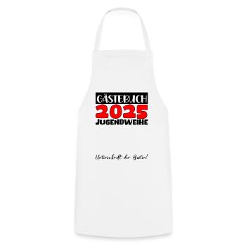 Jugendweihe 2025 Livre d’or Cadeau Filles Garçons - Tablier de cuisine - blanc - Devant - AI Model Male 185 dark (185cm)