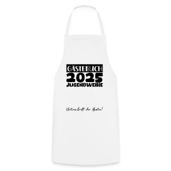 Jugendweihe 2025 Livre d’or Cadeau Filles Garçons - Tablier de cuisine - blanc - Devant - AI Model Male 185 dark (185cm)