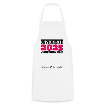 Jugendweihe 2025 Livre d’or Cadeau Filles Garçons - Tablier de cuisine - blanc - Devant - AI Model Male 185 dark (185cm)