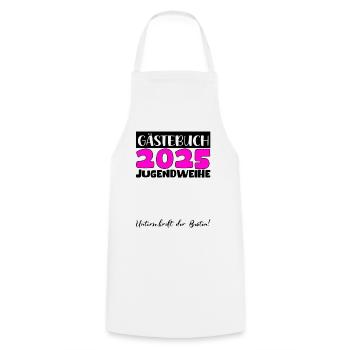 Jugendweihe 2025 Livre d’or Cadeau Filles Garçons - Tablier de cuisine - blanc - Devant - AI Model Male 185 dark (185cm)
