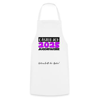Jugendweihe 2025 Livre d’or Cadeau Filles Garçons - Tablier de cuisine - blanc - Devant - AI Model Male 185 dark (185cm)