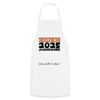Jugendweihe 2025 Livre d’or Cadeau Filles Garçons - Tablier de cuisine - blanc - Devant - AI Model Male 185 dark (185cm)