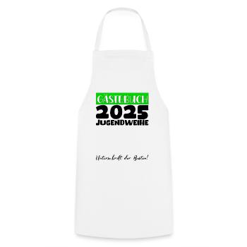 Jugendweihe 2025 Livre d’or Cadeau Filles Garçons - Tablier de cuisine - blanc - Devant - AI Model Male 185 dark (185cm)