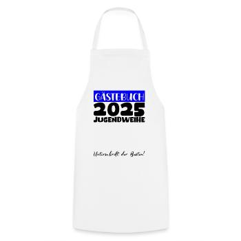 Jugendweihe 2025 Livre d’or Cadeau Filles Garçons - Tablier de cuisine - blanc - Devant - AI Model Male 185 dark (185cm)