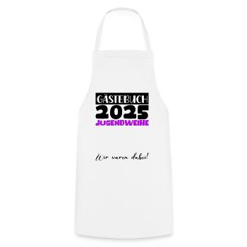 Jugendweihe 2025 Livre d’or Cadeau Filles Garçons - Tablier de cuisine - blanc - Devant - AI Model Male 185 dark (185cm)