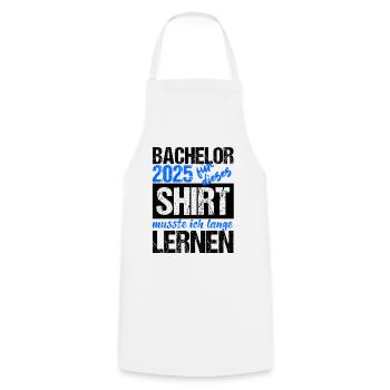 Bachelor 2025 Assez appris Cadeau Etudiant Uni - Tablier de cuisine - blanc - Devant - AI Model Male 185 dark (185cm)